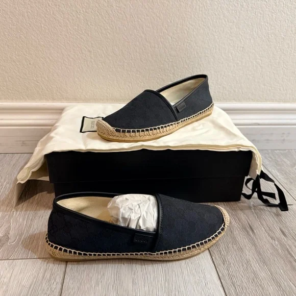 Gucci Navy Espadrille Loafers